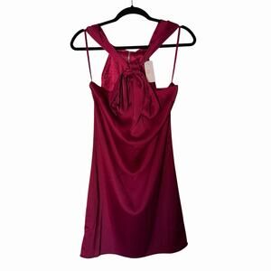 Lauren James Womens Luna Sleeveless Halter Mini Dress Merlot Wine Size Small NWT